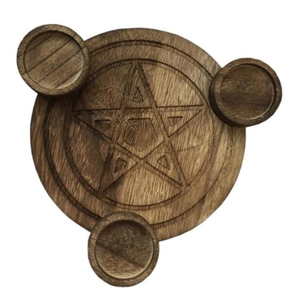 Tarot Supplies Equipment Magic Pentagram Wooden Candle Holder Cup Candle Holder Fire Consecration Wax Table Energy Decoration