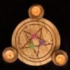 Tarot Supplies Equipment Magic Pentagram Wooden Candle Holder Cup Candle Holder Fire Consecration Wax Table Energy Decoration