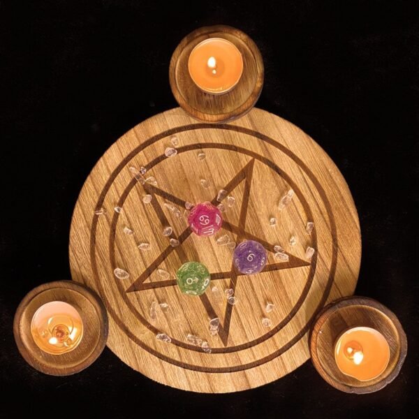 Tarot Supplies Equipment Magic Pentagram Wooden Candle Holder Cup Candle Holder Fire Consecration Wax Table Energy Decoration