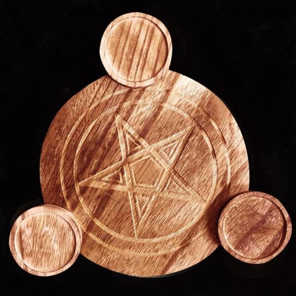 Tarot Supplies Equipment Magic Pentagram Wooden Candle Holder Cup Candle Holder Fire Consecration Wax Table Energy Decoration