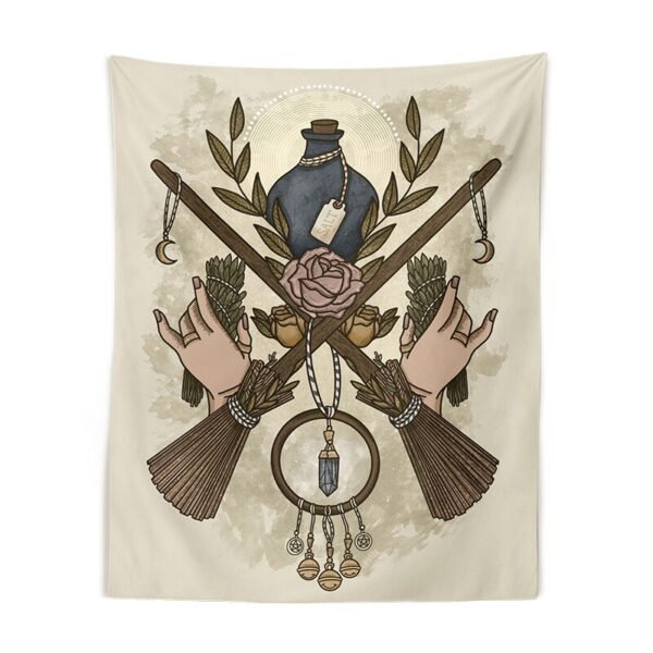 Tarot Witchcraft Tapestry Wall Hanging Mysterious Divination Bohemian Occult Home Wall Throw Cover Moon Mattress Wall Decor  Wall Decor