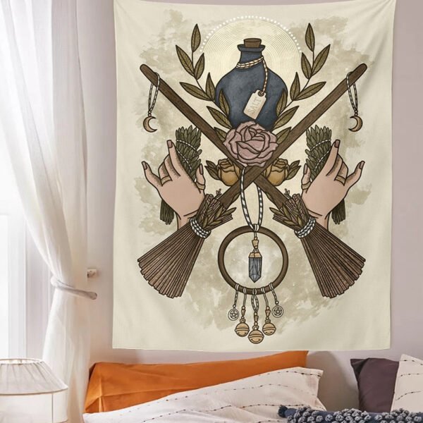 Tarot Witchcraft Tapestry Wall Hanging Mysterious Divination Bohemian Occult Home Wall Throw Cover Moon Mattress Wall Decor  Wall Decor