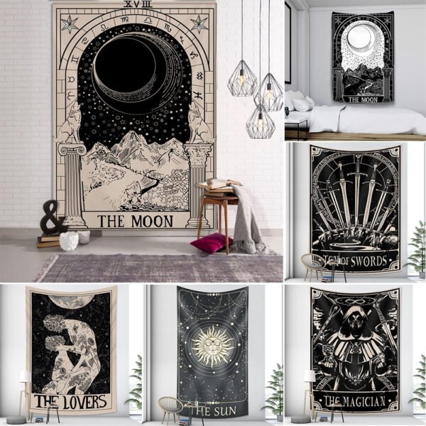 Tarot Card Psychedelic Scene Home Decoration Art Tapestry Hippie Bohemian Decoration Divination Wall Hanging Sheets - Tapestry