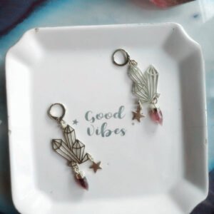 The Crystal Power Earrings with Amythest Points, Hypoallergenic,magic Celestial Jewelry Witch Theme Earrings