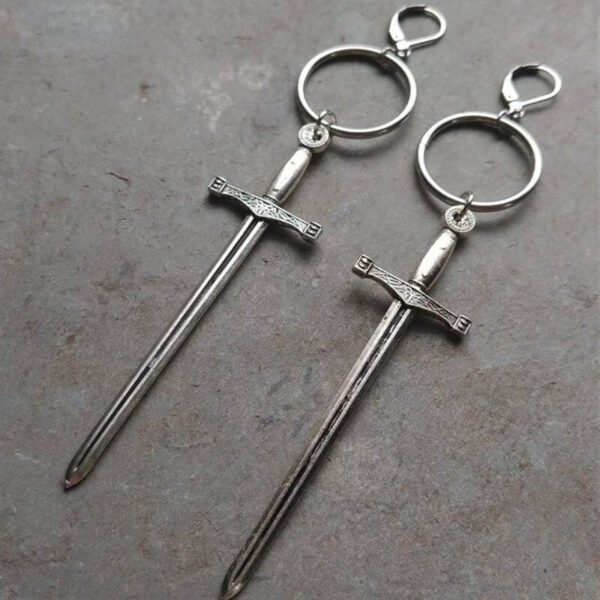 The Enchantress Sun Moon Ring Sword Earrings Classic Eardrop Big Sword Punk Statement Jewellery Women Men Gift Gothic Mystical