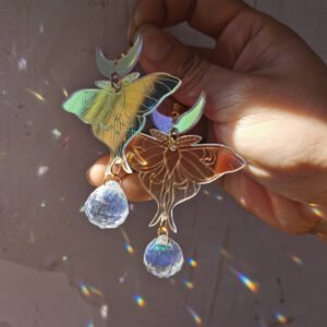 The Golden Luna & Moth Suncatcher Earrings,Hippie Jewelry,Wanderlust Jewelry,sun Catcher Earrings
