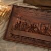 The Last Supper Mural Jesus Christ Home Decoration Wooden Plaque, Carving Wall Decoration, Famous Painting, 50cm