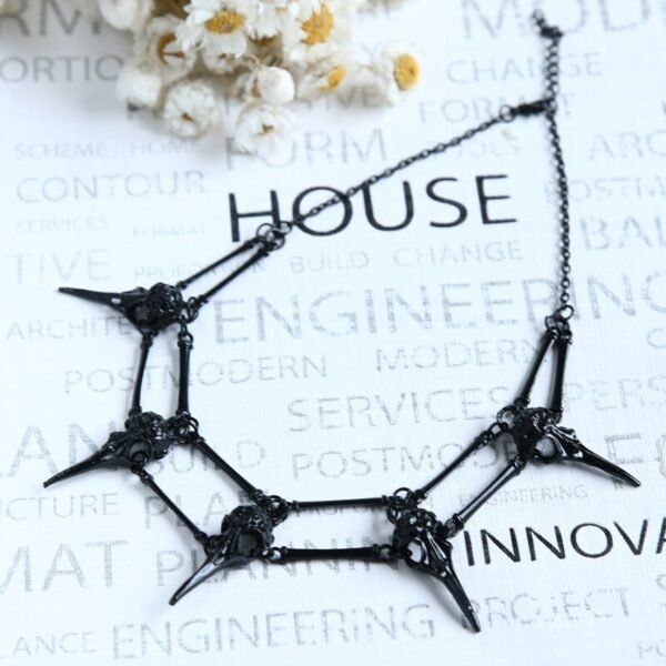 The RAVEN Pendant Necklace Black Bird Skull, Chocker Necklace Unisex Mens Necklace Boho Statement Necklace