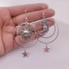 The Sun Moon Star Earrings Tibetan Silver Drop Earrings Sun Moon Star Hoop Earringsboho Pagan Gift Celestial Earrings - Dangle Earrings