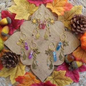 The Sun Moon and Stars Sunburst Quartz Crystal Witchy Earrings Moon Celestial Earrings