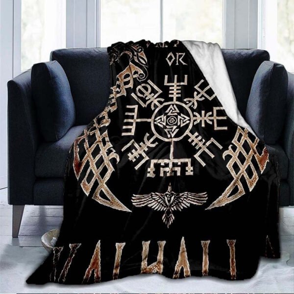 The Vikings Ancient Scandinavian Norse Runes axes 3D Soft Throw Blanket  Lightweight Flannel Blanket