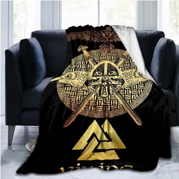 The Vikings Ancient Scandinavian Norse Runes axes 3D Soft Throw Blanket  Lightweight Flannel Blanket