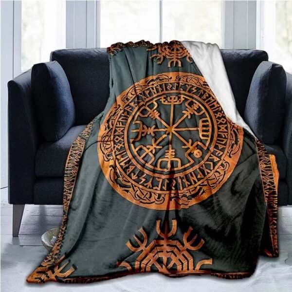 The Vikings Ancient Scandinavian Norse Runes axes 3D Soft Throw Blanket  Lightweight Flannel Blanket