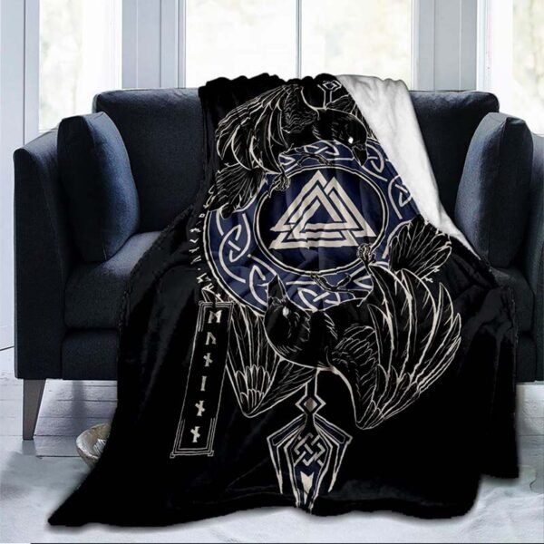 The Vikings Ancient Scandinavian Norse Runes axes 3D Soft Throw Blanket  Lightweight Flannel Blanket