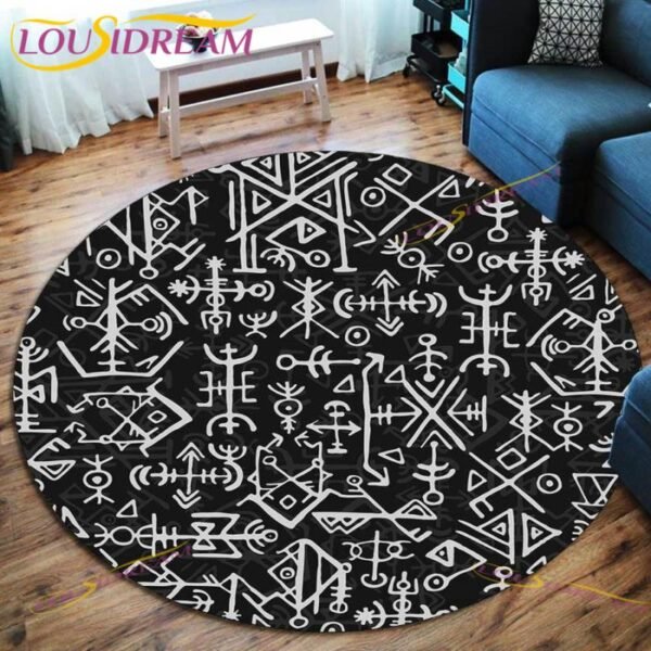 The Vikings Skull Pattern Area Rug Round Floor Mat Living Room Carpet Bathroom Kitchen Rug Doormat