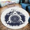 The Vikings Skull Pattern Area Rug Round Floor Mat Living Room Carpet Bathroom Kitchen Rug Doormat