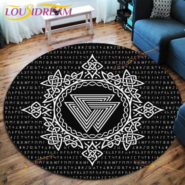 The Vikings Skull Pattern Area Rug Round Floor Mat Living Room Carpet Bathroom Kitchen Rug Doormat