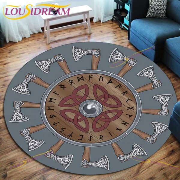 The Vikings Skull Pattern Area Rug Round Floor Mat Living Room Carpet Bathroom Kitchen Rug Doormat