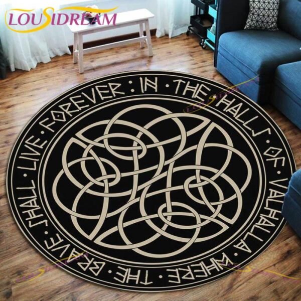 The Vikings Skull Pattern Area Rug Round Floor Mat Living Room Carpet Bathroom Kitchen Rug Doormat