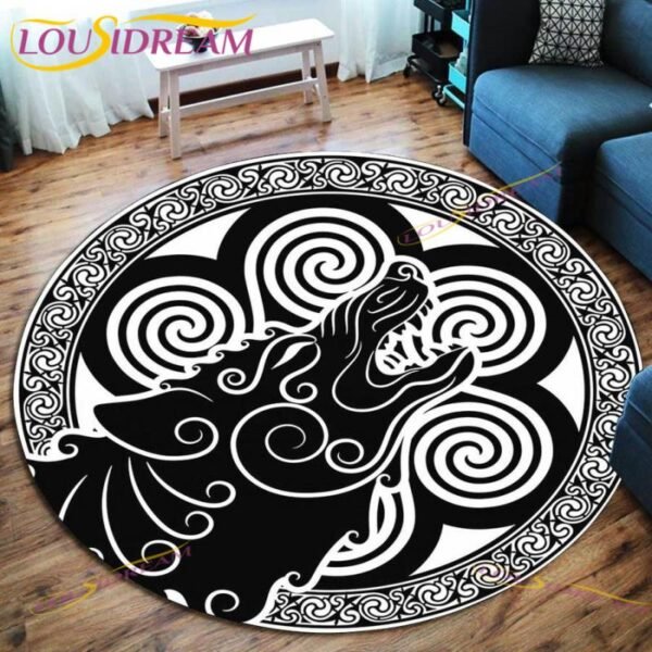 The Vikings Skull Pattern Area Rug Round Floor Mat Living Room Carpet Bathroom Kitchen Rug Doormat