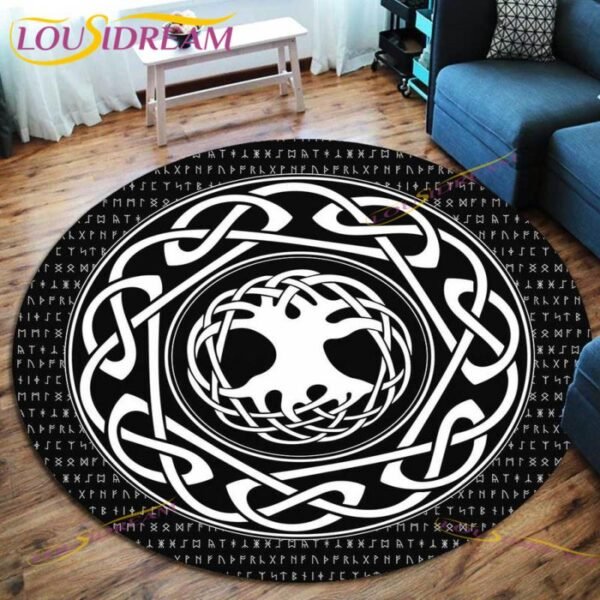 The Vikings Skull Pattern Area Rug Round Floor Mat Living Room Carpet Bathroom Kitchen Rug Doormat