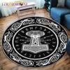 The Vikings Skull Pattern Area Rug Round Floor Mat Living Room Carpet Bathroom Kitchen Rug Doormat