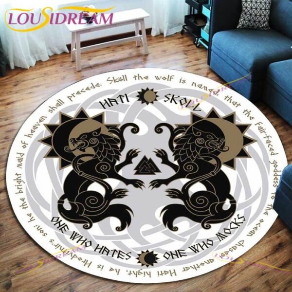 The Vikings Skull Pattern Area Rug Round Floor Mat Living Room Carpet Bathroom Kitchen Rug Doormat