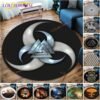 The Vikings Skull Pattern Area Rug Round Floor Mat Living Room Carpet Bathroom Kitchen Rug Doormat