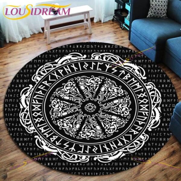 The Vikings Skull Pattern Area Rug Round Floor Mat Living Room Carpet Bathroom Kitchen Rug Doormat