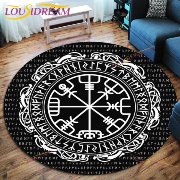 The Vikings Skull Pattern Area Rug Round Floor Mat Living Room Carpet Bathroom Kitchen Rug Doormat