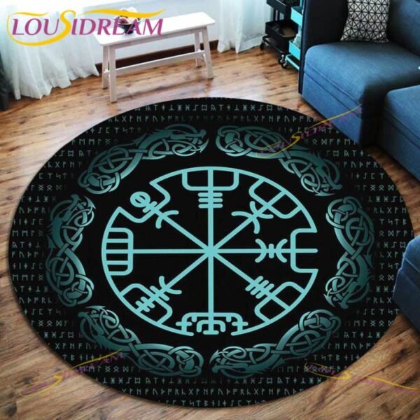 The Vikings Skull Pattern Area Rug Round Floor Mat Living Room Carpet Bathroom Kitchen Rug Doormat
