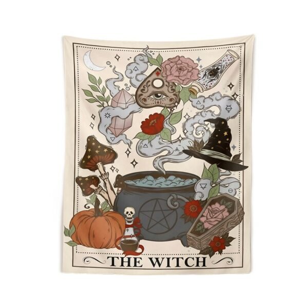 The Witch Tarot Card Tapestry Wall Hanging Moon Starry Mushroom Hippie Bohemian Tapestries Psychedelic Witchcraft Home Decor  Wall Decor