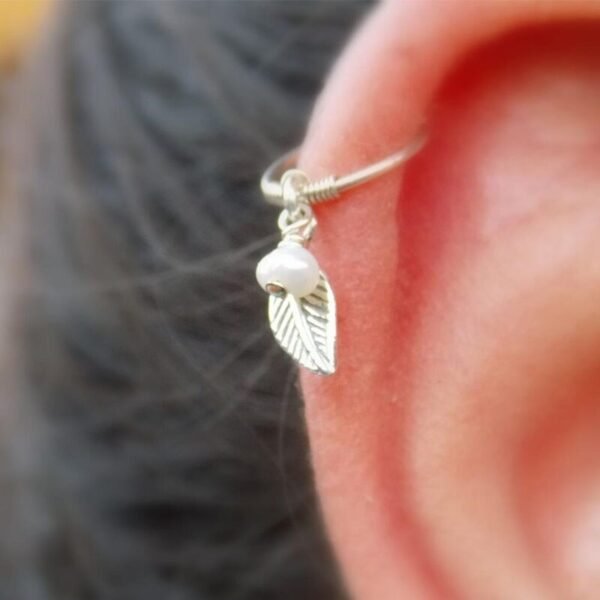 Tiny Leaf Cartilage Earring Body Piercing Helix Ring