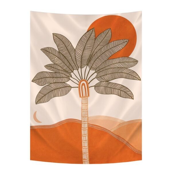 Tree Tapestry Moon and Sun Wall Hanging Desert Tapestry Warm Orange Beach Blanket Print Home Decor