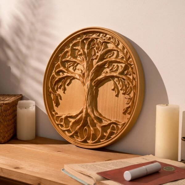 Tree of Life Wall Art Decoration Family Tree Sign Hanging Wooden Craft Ornament for Home Bedroom Living Room Decor