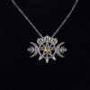 Triple Crescent Moon With Pentagram Necklace Seal Sigil of Spirit Pagan Jewelry Wiccan Gothic Necklace
