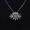 Triple Crescent Moon With Pentagram Necklace Seal Sigil of Spirit Pagan Jewelry Wiccan Gothic Necklace