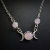 Triple Moon Crystal Statement Pendant Necklace Witch Pagan Jewelry