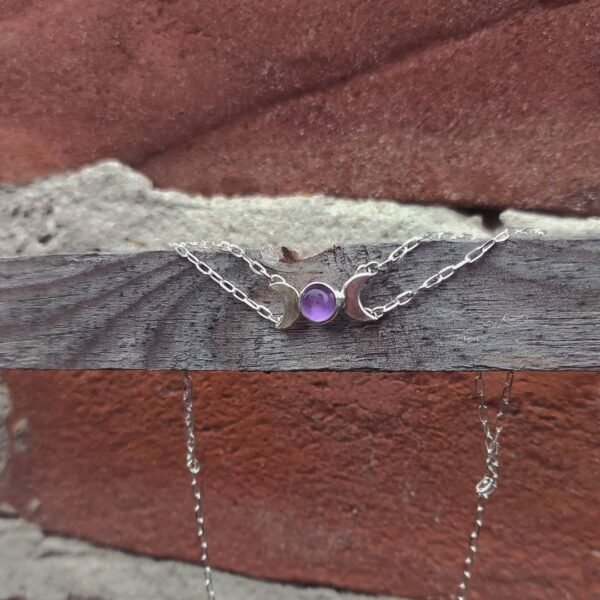 Triple Moon Necklace,Goddess Necklace. Moon Jewelry,Crystal Necklace-Witch Jewelry-Celestial Gift