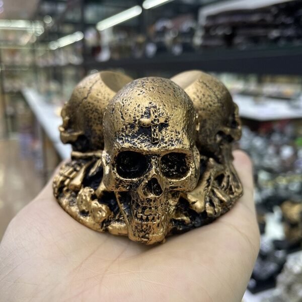 Triple-Skull Cross Stand for Crystal Ball Base Environmental Resin Holder Figurines Display Statue Ornament for 5-10cm Sphere