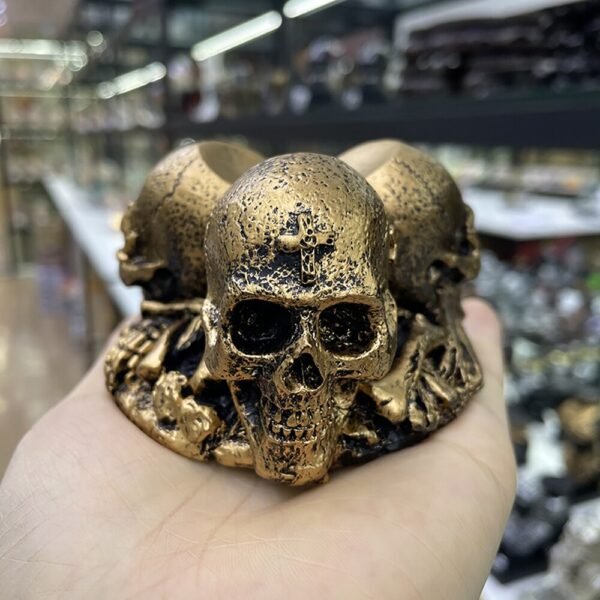 Triple-Skull Cross Stand for Crystal Ball Base Environmental Resin Holder Figurines Display Statue Ornament for 5-10cm Sphere