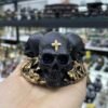 Triple-Skull Cross Stand for Crystal Ball Base Environmental Resin Holder Figurines Display Statue Ornament for 5-10cm Sphere