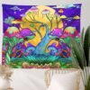Trippy Mushroom Tapestry Moon Hippie Art Colorful Abstract Tapestries Art Wall Hanging for Living Room Bedroom Home Dorm Decor