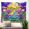 Trippy Mushroom Tapestry Moon Hippie Art Colorful Abstract Tapestries Art Wall Hanging for Living Room Bedroom Home Dorm Decor