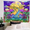 Trippy Mushroom Tapestry Moon Hippie Art Colorful Abstract Tapestries Art Wall Hanging for Living Room Bedroom Home Dorm Decor