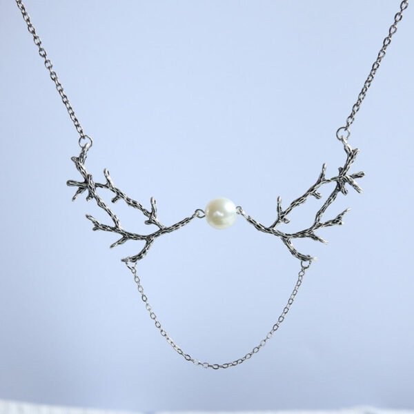 Twig Necklace, Branch Necklace, Nature Jewelry with Pearl, Woodland Forest, Antlers Necklace, Rustic Style Wedding,Forest Gift