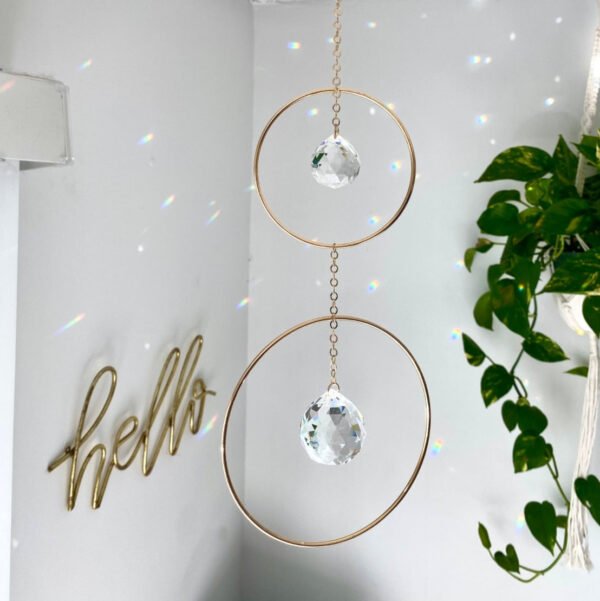 Two Level Crystal Sun Catcher, Rainbow Prism Window Hanging 15cm large ring sun catcher gift