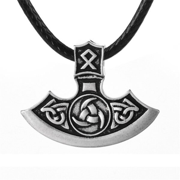 New Magicun Viking~Two Sides Viking Perun Axe Pendant Necklace Letter Rune Braided  Pendant  Necklace