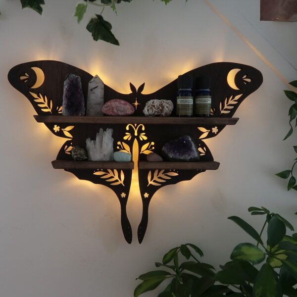 Butterfly Wooden Shelf Crystal Essential Oil Storage Rack
