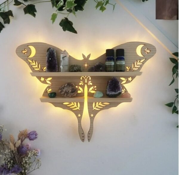 Butterfly Wooden Shelf Crystal Essential Oil Storage Rack